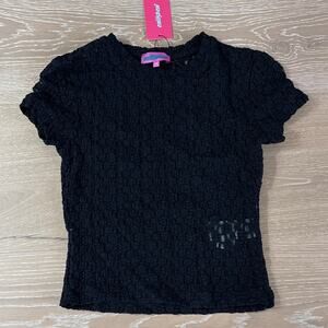 Edikted Lace Sheer Short Sleeve Top Size XS in Black